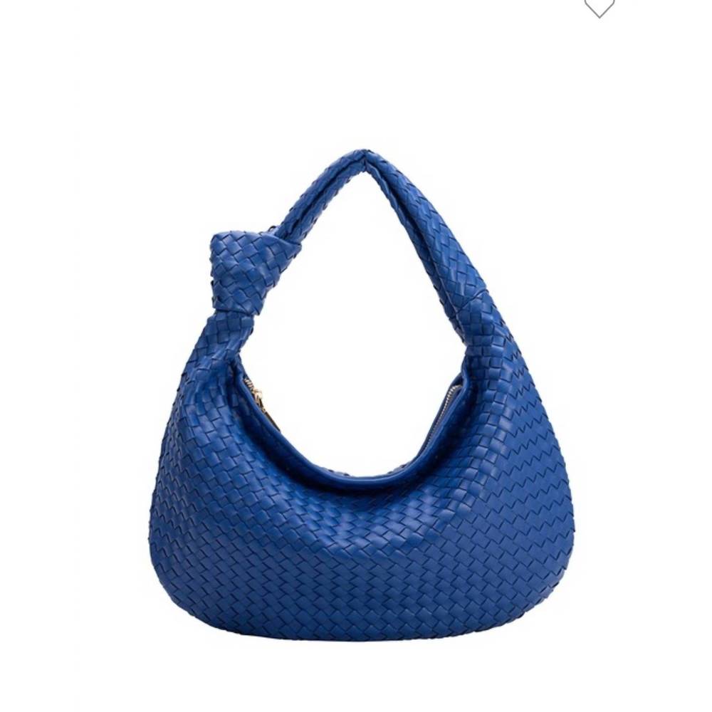 Melie Bianco Blue Woven Shoulder Bag